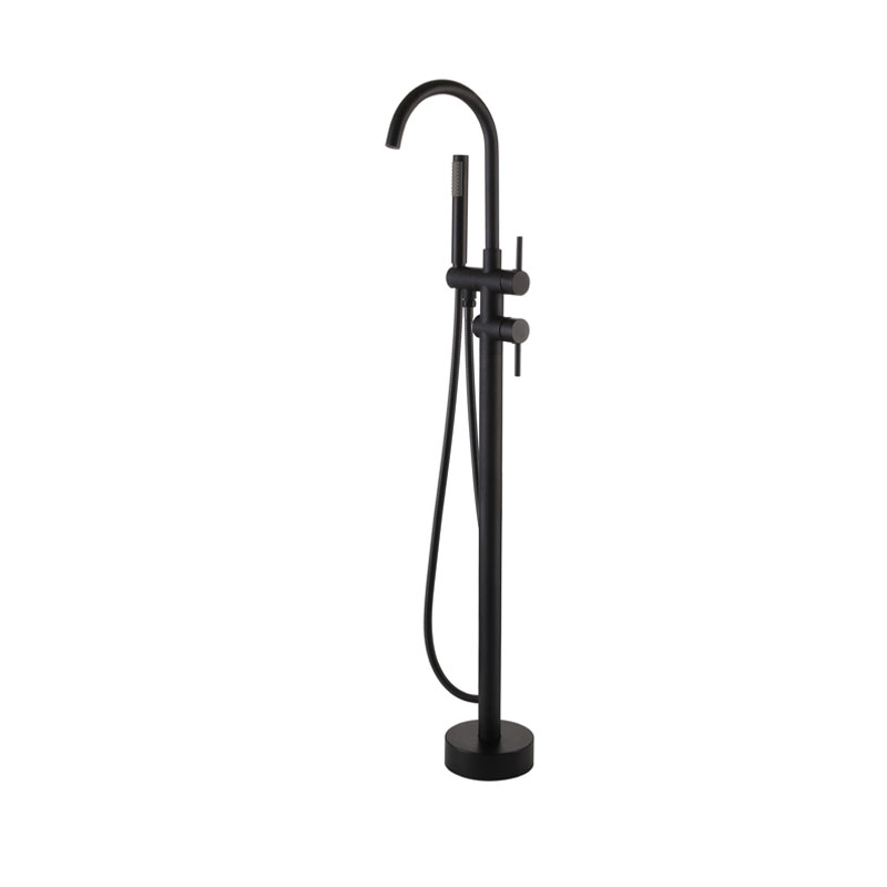 MATTE BLACK FLOOR-MOUNTED BATH-SHOWER MIXER