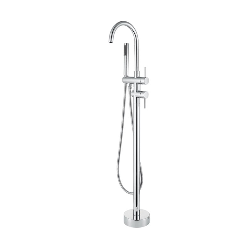 CHROME FLOOR-MOUNTED BATH-SHOWER MIXER