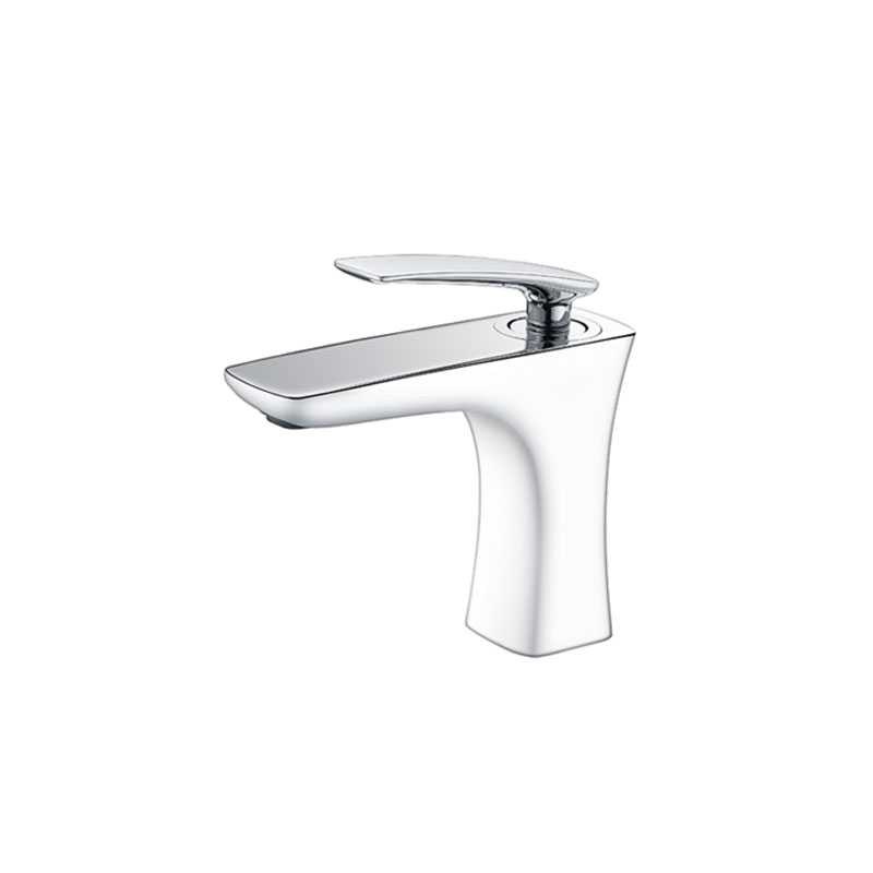 CHROME WHITE BASIN MIXER