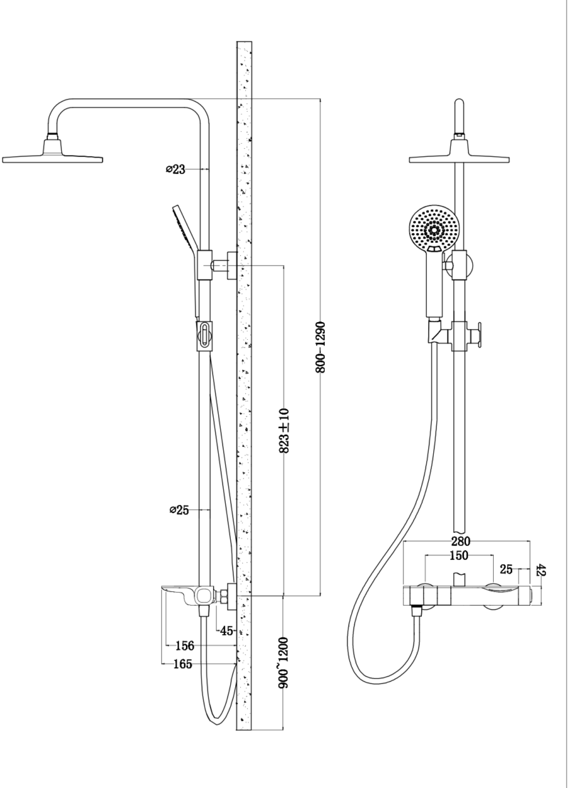 GUN METAL RAIN SHOWER MIXER