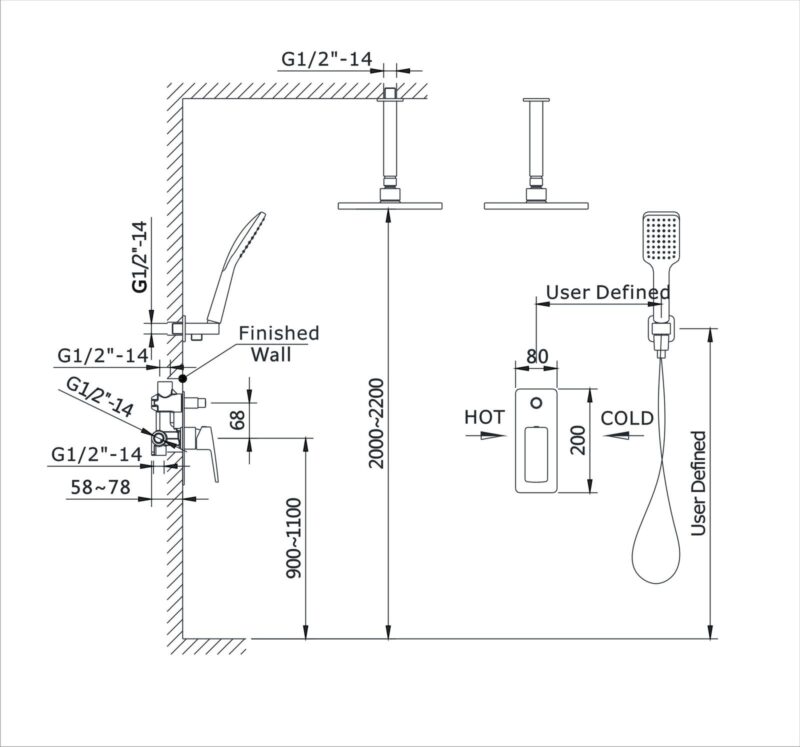 BLACK NICKEL CONCEALED RAIN-SHOWER MIXER