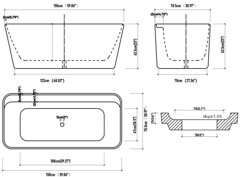 WHITE FREE STANDING BATHTUB