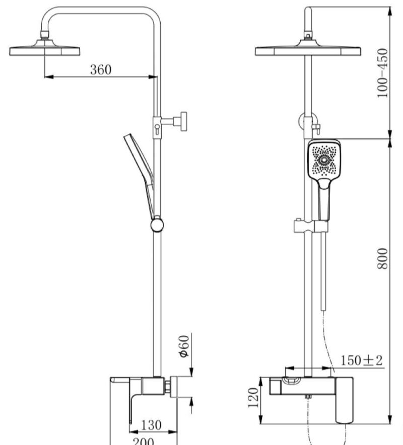 CHROME RAIN SHOWER MIXER