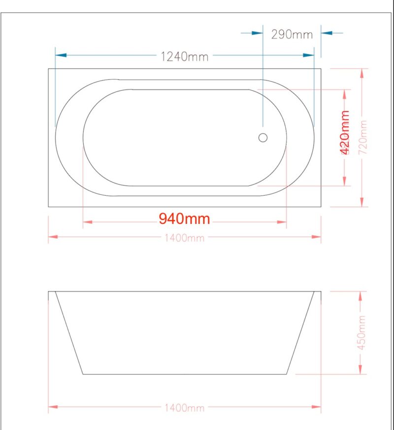 WHITE FREE STANDING BATHTUB