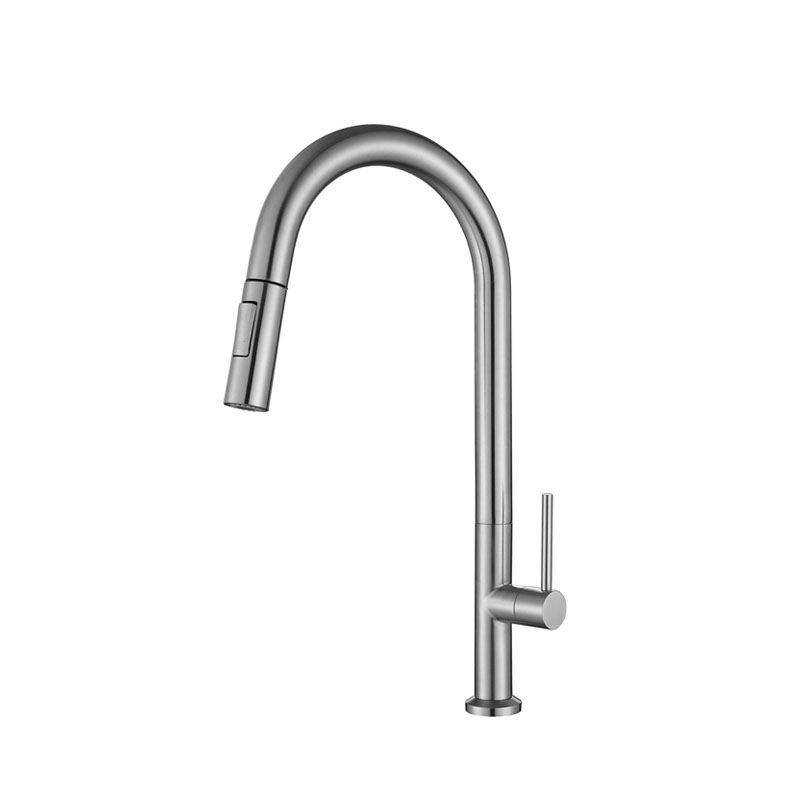 BRUSHED STEEL SINK TAP (PULL-OUT)